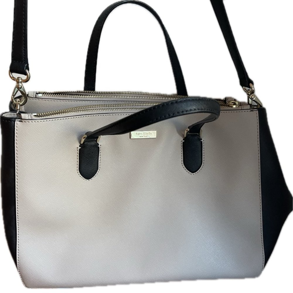 Kate Spade Double Zip Satchel w/ Shoulder Strap Leighann Two Tone Bag